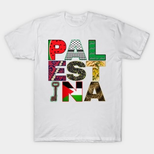 PALESTINA- Watermelon - Keffiyeh - Palestine Will Be Free - Palestine Fabric - Olives - Hummus - Key of Return - Palestine Flag - Za'atar - Front T-Shirt